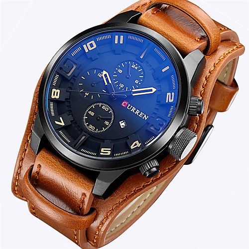 

CURREN Men's Sport Watch Military Watch Wrist Watch Quartz Leather Black / Brown Calendar / date / day Day Date Analog Luxury Vintage Casual Fashion Astronomical - Brown Red White / Brown Two Years