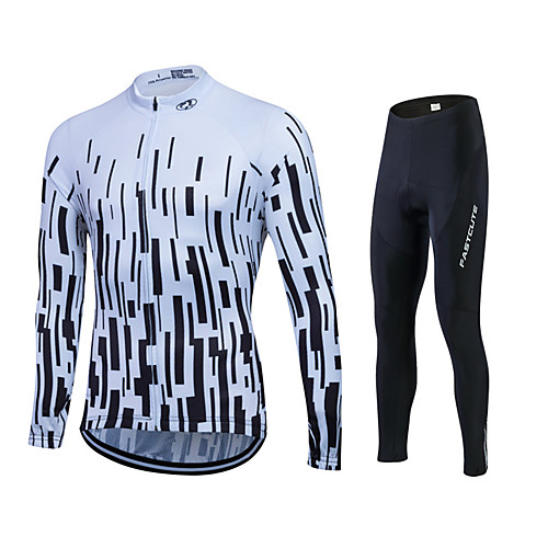 

Fastcute Men's Women's Long Sleeve Cycling Jersey with Tights Winter Lycra Polyester Dark Gray Bike Jersey Tights Clothing Suit Breathable 3D Pad Quick Dry Sweat-wicking Sports Sports Mountain Bike