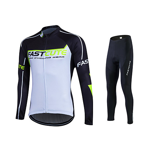 

Fastcute Men's Women's Long Sleeve Cycling Jersey with Tights Winter Lycra Polyester SilverBlue Bike Pants / Trousers Jersey Tights Breathable 3D Pad Quick Dry Sweat-wicking Sports Sports Mountain