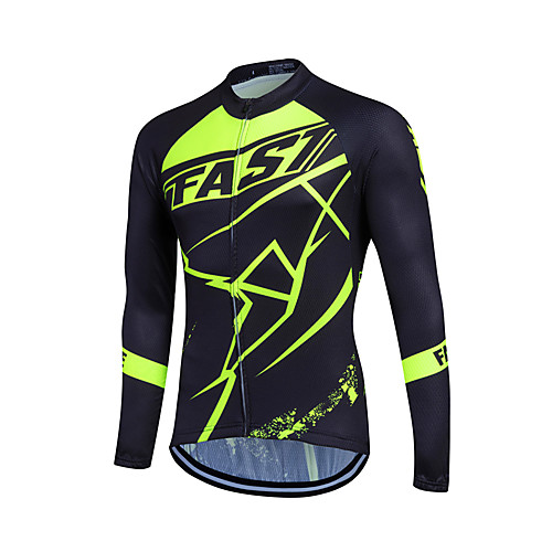 

Fastcute Men's Women's Long Sleeve Cycling Jersey Winter Fleece Polyester Coolmax Light Green Dark Green Plus Size Bike Sweatshirt Jersey Top Mountain Bike MTB Road Bike Cycling Thermal / Warm
