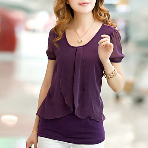 

Women's T shirt Solid Colored Plus Size Short Sleeve Daily Tops Black Purple