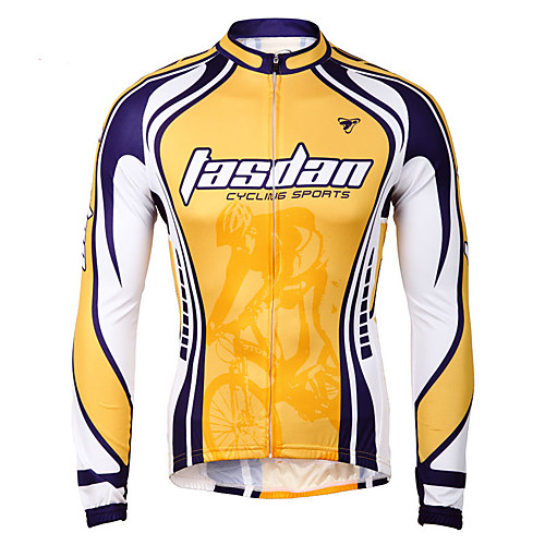 

TASDAN Men's Cycling Jersey Winter Polyester Bike Jersey Breathable Quick Dry Back Pocket Sports Yellow Mountain Bike MTB Road Bike Cycling Clothing Apparel Bike Wear / Long Sleeve / Stretchy