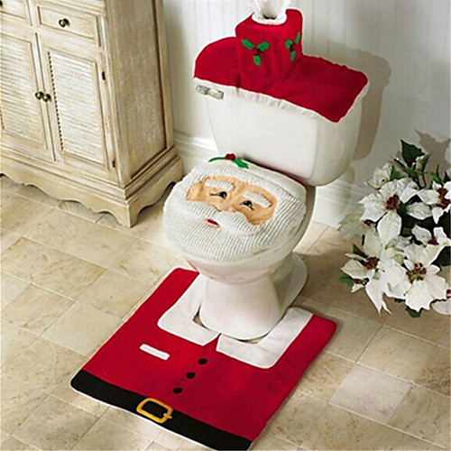 

Santa Snowman Deer Spirit Toilet Seat Cover Rug Bathroom Set With Paper Towel Cover For Christmas Gift New Year Home Decorations