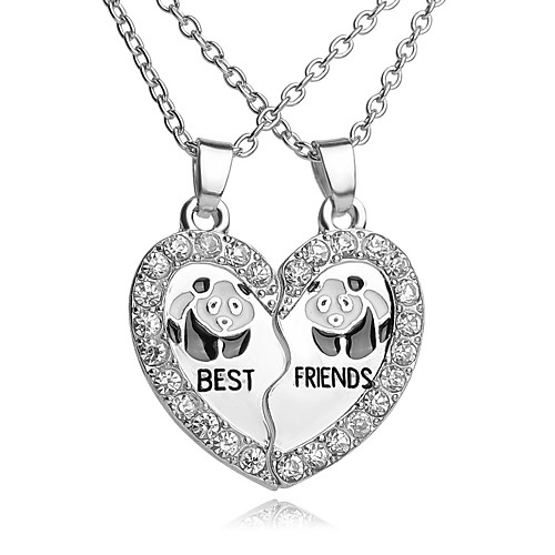

Women's Pendant Necklace Y Necklace Engraved Broken Heart Heart Flower Love life Tree Best Friends Ladies European Fashion Initial Rhinestone Silver Plated Alloy Silver Necklace Jewelry For Party