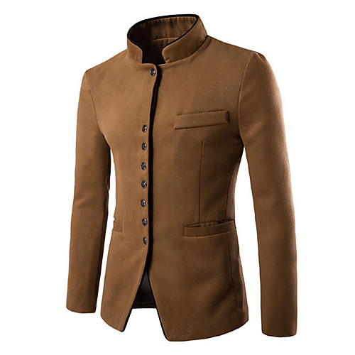 

Men's Basic Jackets Solid Colored Fall Jacket Regular Daily Long Sleeve Polyester Coat Tops Camel