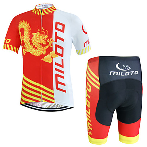 

Miloto Men's Short Sleeve Cycling Jersey with Shorts Black Bike Shorts Jersey Clothing Suit Breathable Quick Dry Sweat-wicking Sports Polyester Lycra Sports Mountain Bike MTB Road Bike Cycling
