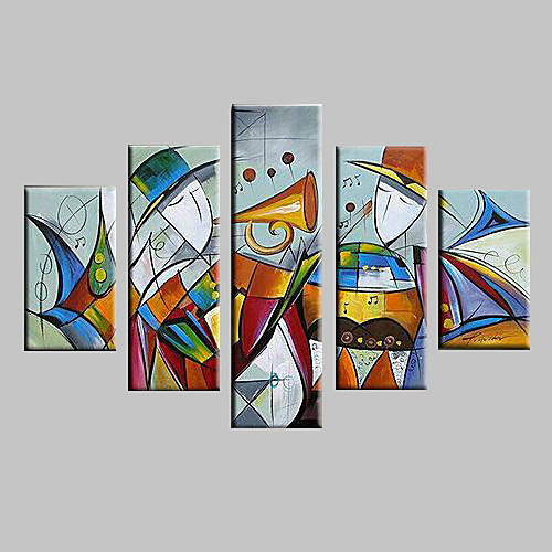 

Oil Painting Hand Painted - Abstract Landscape Modern With Stretched Frame / Five Panels / Stretched Canvas