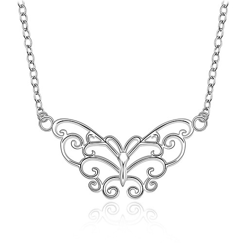 

Women's Pendant Necklace Butterfly Animal European Fashion Sterling Silver Silver Plated Alloy White Necklace Jewelry For Party Daily Casual