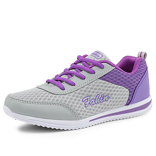 

Women's Sneakers Platform Flat Heel Comfort Athletic Office & Career Walking Shoes Tulle Lace-up Summer White Purple Blue / EU39