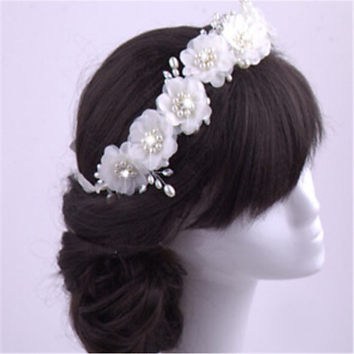 

Chiffon Imitation Pearl Headbands Headpiece Classical Feminine Style