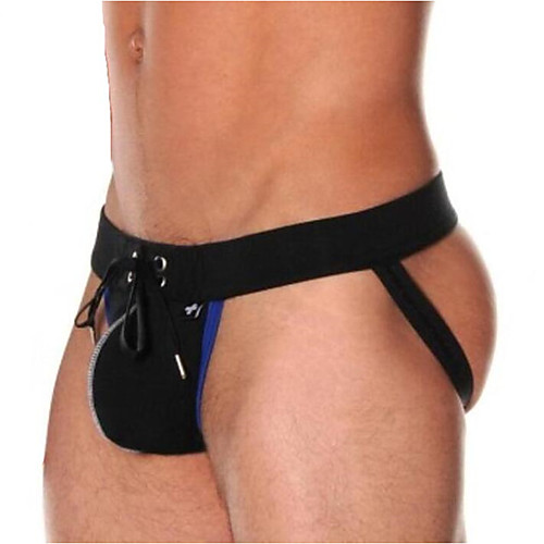 

Men's Lace up G-string Underwear Solid Colored Low Waist Black Light Blue S M L