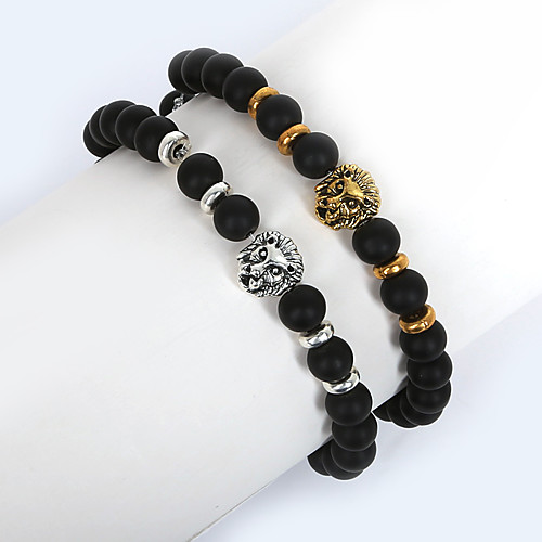 

Men's Bead Bracelet Lion Animal Fashion Glass Bracelet Jewelry Gold / Silver For Christmas Gifts Daily Casual Sports