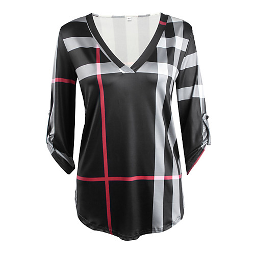 

Women's T shirt Plaid Daily Tops Cotton White Black Pink