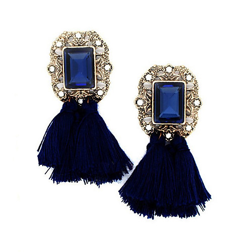 

Women's Crystal Drop Earrings Tassel Statement Ladies Tassel Vintage Bohemian European Rhinestone Gold Plated Earrings Jewelry Blue / Pink / Rainbow For Wedding Party Casual
