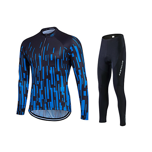 

Fastcute Men's Long Sleeve Cycling Jersey with Tights Winter Lycra Polyester Stripes Plus Size Bike Jersey Tights Clothing Suit Breathable 3D Pad Quick Dry Sweat-wicking Sports Stripes Mountain Bike