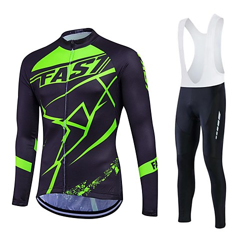 

Fastcute Men's Long Sleeve Cycling Jersey Black Plus Size Bike Clothing Suit Thermal / Warm Fleece Lining Breathable 3D Pad Quick Dry Winter Sports Polyester Fleece Silicon Sports Mountain Bike MTB