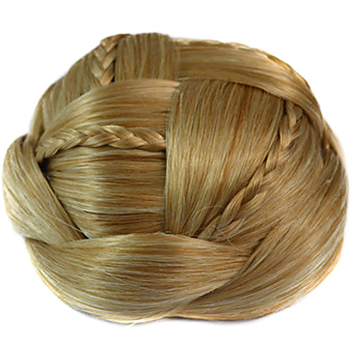 

wedding bridal updo chignon bun clips braids synthetic straight hair extensions more colors