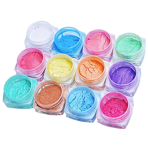 

12pcs chrome mirror powder gold pigment ultrafine powder dust nail glitters nail sequins and 6pcs sponge stick