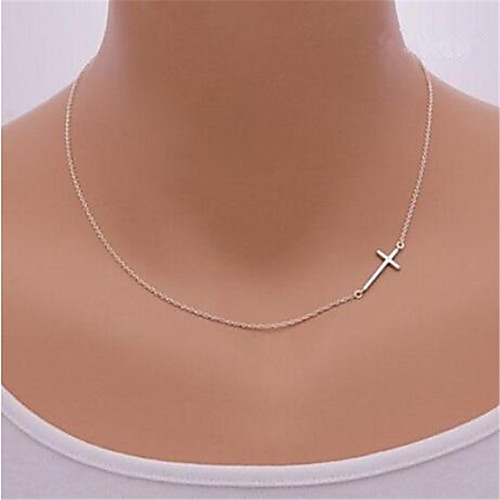 

Women's Pendant Necklace Sideways Cross Cross Cheap Dainty Ladies Simple Sideways Sterling Silver Silver Alloy Golden Silver Necklace Jewelry For Party Daily Casual Sports