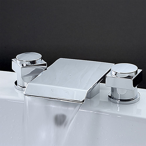 

Bathroom Sink Faucet - Waterfall / Widespread Chrome Widespread Two Handles Three HolesBath Taps