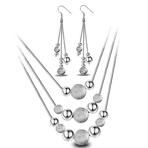 

Women's Jewelry Set Drop Earrings Pendant Necklace Double Ball Ladies Basic Simple Style Fashion everyday Sterling Silver Earrings Jewelry Silver For Wedding Party Daily Casual Masquerade Engagement