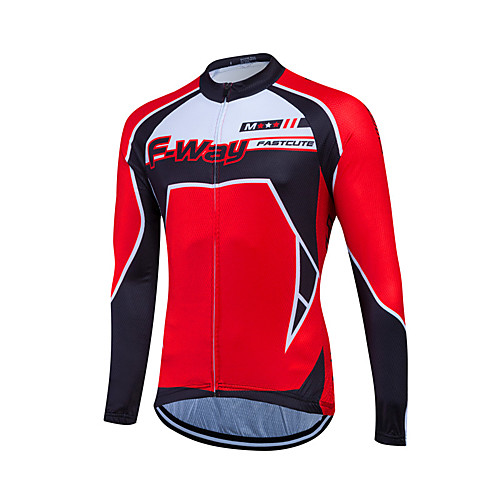 

Fastcute Men's Women's Long Sleeve Cycling Jersey Winter Fleece Coolmax 100% Polyester Patchwork Plus Size Bike Sweatshirt Jersey Top Mountain Bike MTB Road Bike Cycling Breathable Quick Dry