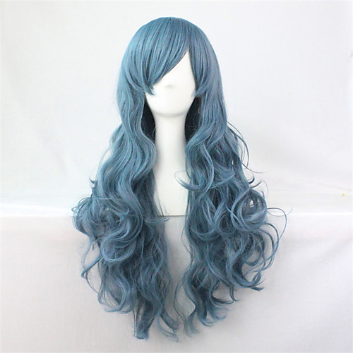 

Synthetic Wig Cosplay Wig Curly Curly Wig Blue Synthetic Hair Blue