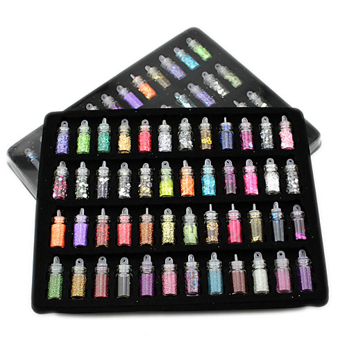 

48 bottles nail art charms kit contain random nail art pearl sequin glitter powder acrylic rhinestone and so on