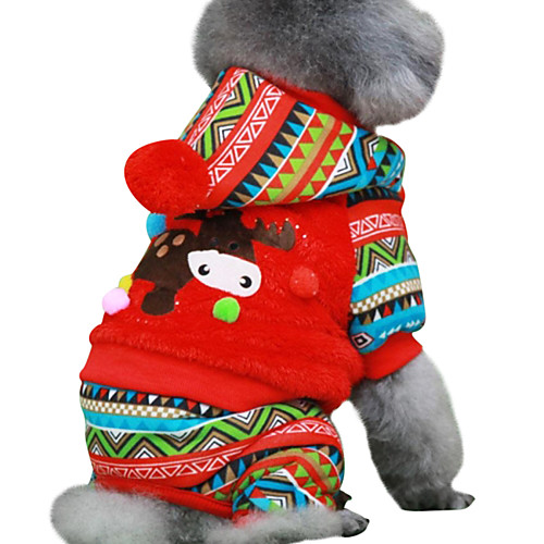 

Dog Coat Hoodie Color Block Keep Warm Christmas Outdoor Winter Dog Clothes Puppy Clothes Dog Outfits Red Green Costume for Girl and Boy Dog Cotton XS S M L XL