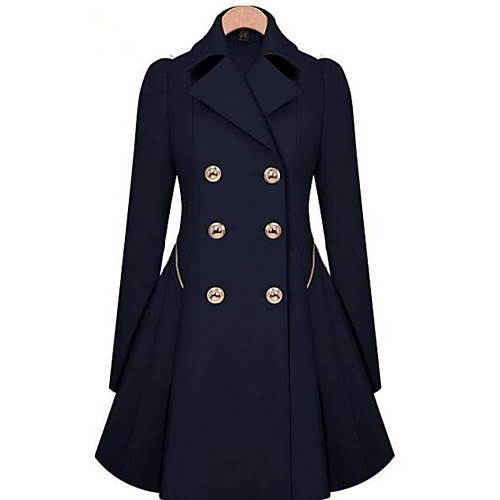 

Women's Coat Solid Color Streetwear Fall Coat Long Going out Wool Coat Tops Black