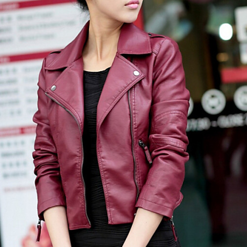 

Wine / Black Solid Colored Regular Fit PU Men's Suit - Notch lapel collar / Punk & Gothic / Spring / Going out / Plus Size