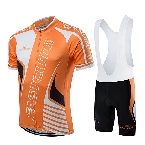 

Fastcute Men's Short Sleeve Cycling Jersey with Bib Shorts Black Plus Size Bike Bib Shorts Jersey Bib Tights Breathable 3D Pad Quick Dry Sweat-wicking Sports Polyester Lycra Sports Road Bike Cycling