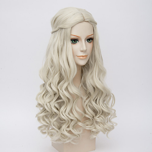 

Synthetic Wig Cosplay Wig Wavy Kardashian Wavy Wig Long Very Long White Synthetic Hair Women's Middle Part Braided Wig White