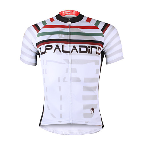 

ILPALADINO Men's Short Sleeve Cycling Jersey White Bike Jersey Top Breathable Quick Dry Ultraviolet Resistant Sports Clothing Apparel / Stretchy / Back Pocket / Reflective Strips / Sweat-wicking