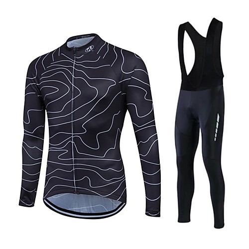 

Fastcute Men's Long Sleeve Cycling Jersey with Bib Tights Winter Fleece Plus Size Bike Thermal Warm Fleece Lining Breathable Quick Dry Sports Sports Mountain Bike MTB Road Bike Cycling Clothing