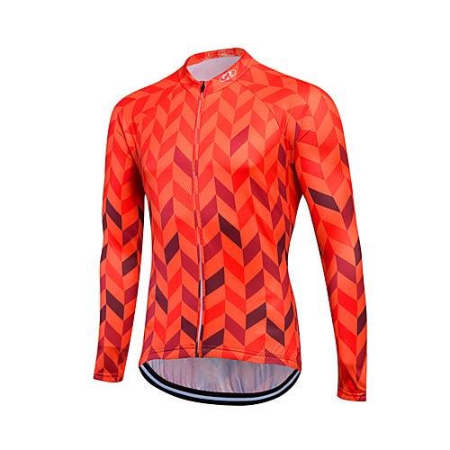 

Fastcute Men's Long Sleeve Cycling Jersey Winter Fleece Red Blue Bike Top Thermal / Warm Windproof Sports Clothing Apparel / Stretchy