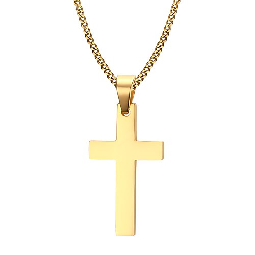 

Men's Pendant Necklace Cross Ladies Personalized Fashion Stainless Steel Gold Plated Yellow Gold Golden Necklace Jewelry For Christmas Gifts Daily Casual