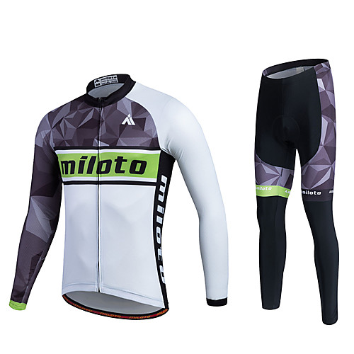 

Miloto Men's Women's Long Sleeve Cycling Jersey with Tights Winter Coolmax Spandex Black / White Patchwork Bike Clothing Suit 3D Pad Quick Dry Sweat-wicking Sports Patchwork Mountain Bike MTB Road