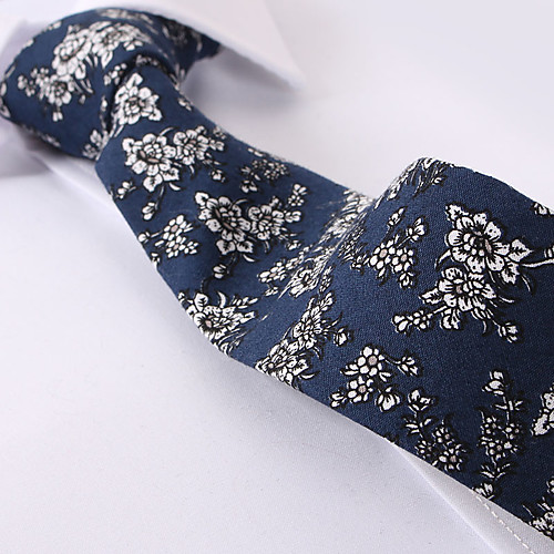 

Navy Blue Floral Skinny Ties Cotton