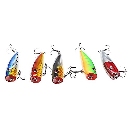 

5 pcs Fishing Lures Popper Floating Bass Trout Pike Sea Fishing Bait Casting Freshwater Fishing