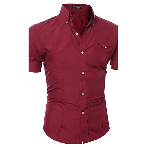 

Men's Shirt Solid Colored Basic Short Sleeve Daily Tops Wine White Black