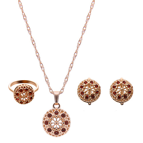 

Women's Jewelry Set Pendant Necklace Ladies Luxury Fashion Rhinestone Rose Gold Plated Imitation Diamond Earrings Jewelry Red / Pink For Wedding Party / Rings