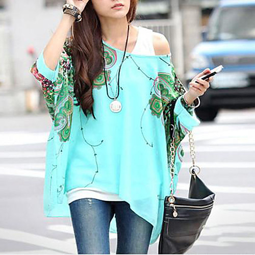 

Women's Blouse Animal Print Daily Oversized Tops Boho White Black Green