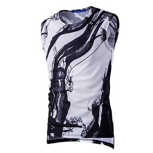 

Men's Tank Top Graphic Abstract Print Sleeveless Daily Tops Active White Red