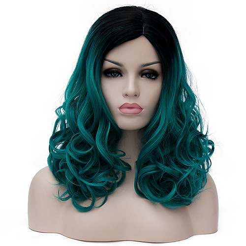 

Synthetic Wig Wig Medium Length Green Synthetic Hair Women's Green