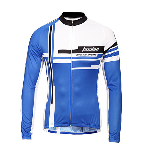 

TASDAN Men's Cycling Jersey Winter Polyester Bike Jersey Breathable Quick Dry Back Pocket Sports Blue Mountain Bike MTB Road Bike Cycling Clothing Apparel Bike Wear / Long Sleeve / Stretchy