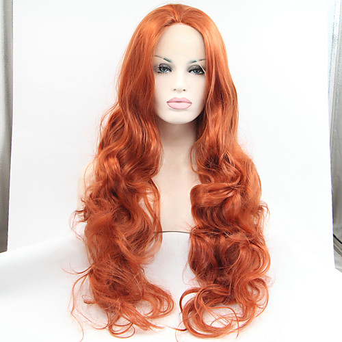 

Synthetic Lace Front Wig Wavy Wavy Lace Front Wig Auburn Synthetic Hair Women's Red