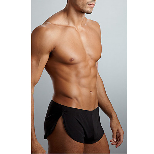 

Men's Ice Silk Super Sexy Boxers Underwear Solid Colored 1 Piece Black Gray S M L