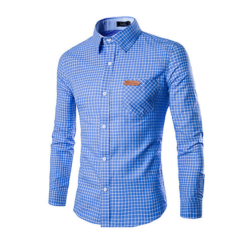 

Men's Shirt Plaid Print Long Sleeve Daily Tops Business Streetwear Wine Blue Pink