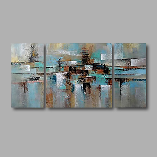

Oil Painting Hand Painted - Abstract Modern Stretched Canvas / Three Panels